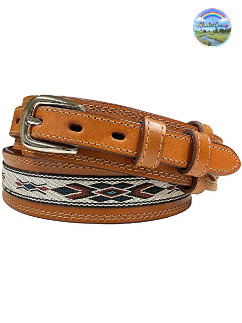 Genuine Full Grain Leather Western Ranger Belt Basketweave Floral Tooled